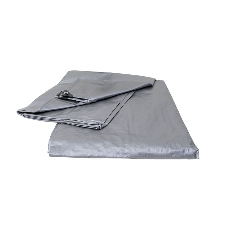 UV vízálló ponyva, rögzítő gyűrűk, 4x4m, 130gr/nm, Ezüst, Z-TOOLS / ZTS 8093