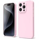 Husa telefon Anccer pentru iPhone 15 Pro, silicon, roz, ultra subtire, protectie ecran si camera