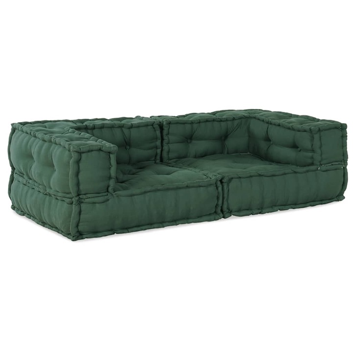 Puf modular vidaXL, verde, 140x70x36 cm, tesatura, 14.95 Kg