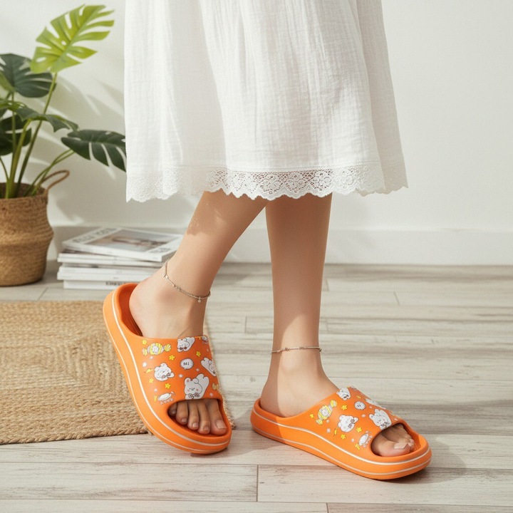 Papuci veseli H683portocaliu 114810, Portocaliu, 37-38