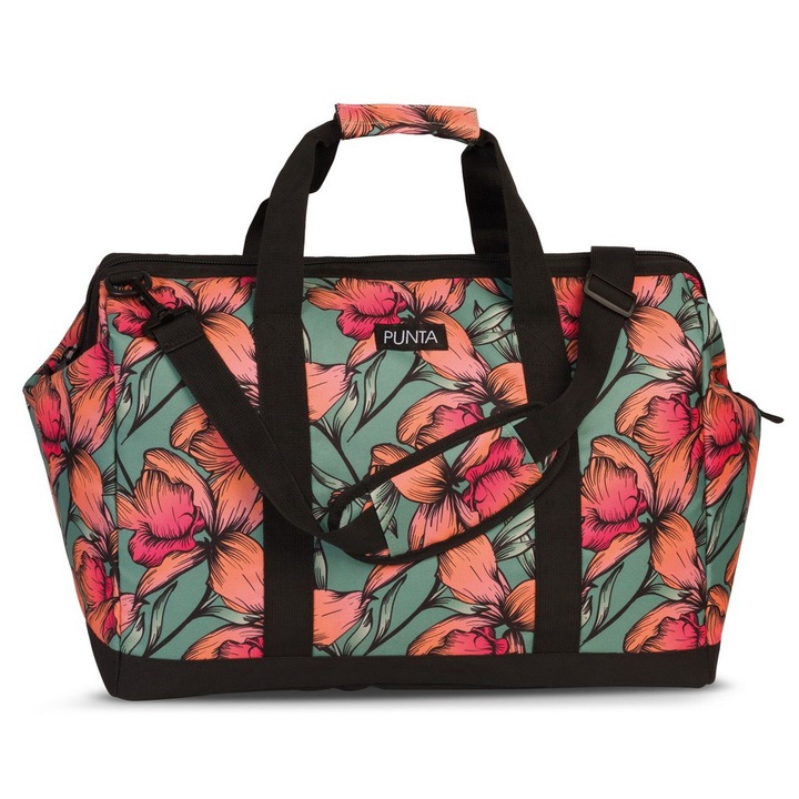 Utazótáska Punta Weekend, poliészter, 49 cm, zöld/narancssárga