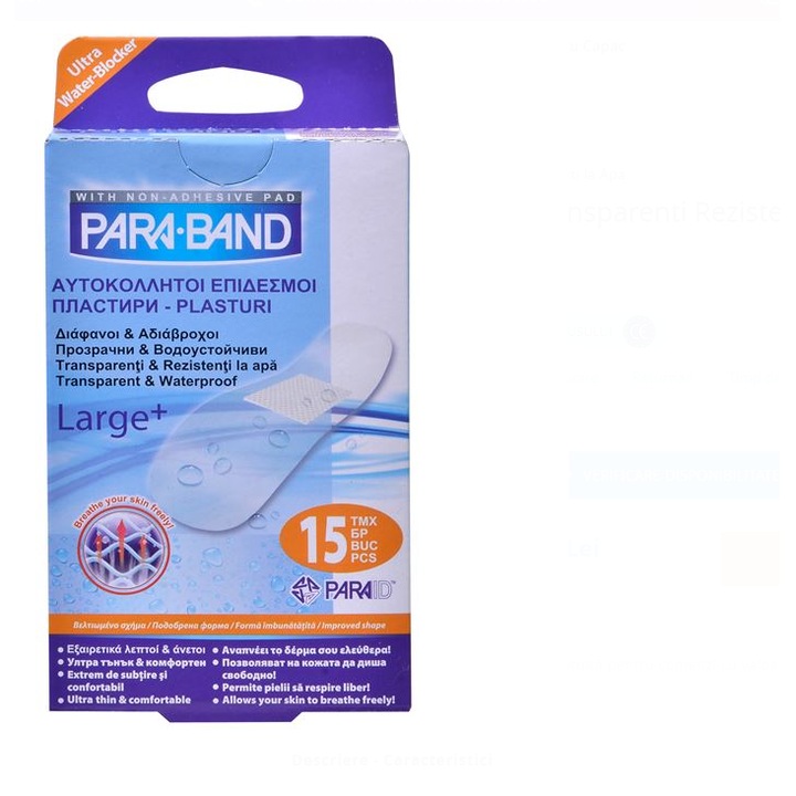 Plasturi Transparenti Rezistenti la Apa Large 15 buc