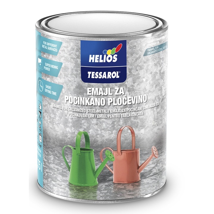 Email pentru tabla zincata sau galvanizata gri RAL 7024 HELIOS TESSAROL 0.75 L