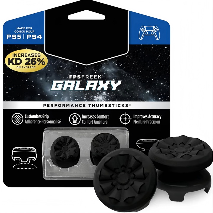 Set 2 bucati thumbgrip, Bluvista®, accesoriu controller PS5, PS4, crestere acuratete si confort, Negru