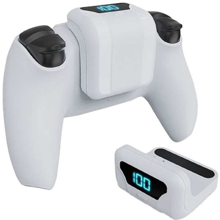 Újratölthető akkumulátor, PS5 kontrollerhez, 1800mAh, LED jelzővel, gyors töltés