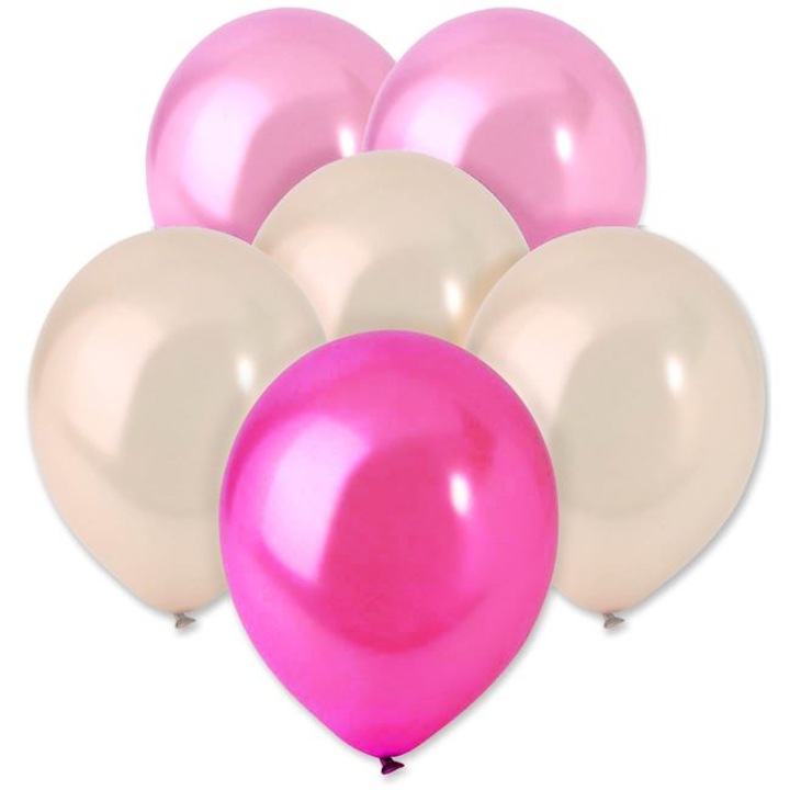 Metallic Party Balloons Pink Fukszia Ecru 30cm - 20 db