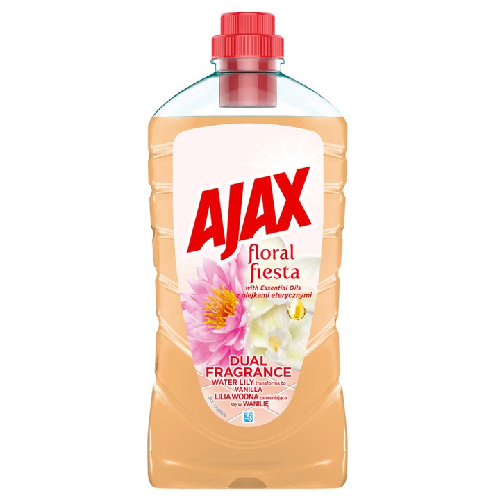 Опаковка от 2 X разтвор за подови настилки Ajax Water Lily Vanilla 1000 мл