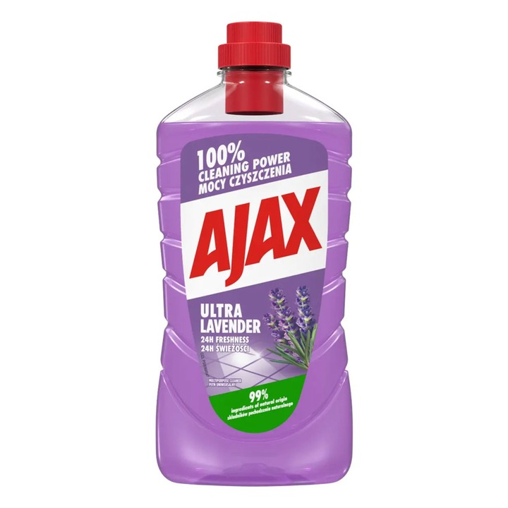 Опаковка от 3 X Ajax Ultra Lavender Flooring Solution 1л