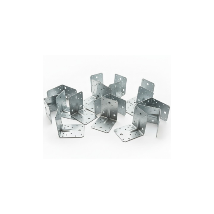 Set 250 buc, vinclu sau coltar perforat pentru lemn 90 grade, tip 4n, zincat, 105 x 105 x 90 mm (grosime 2 mm)