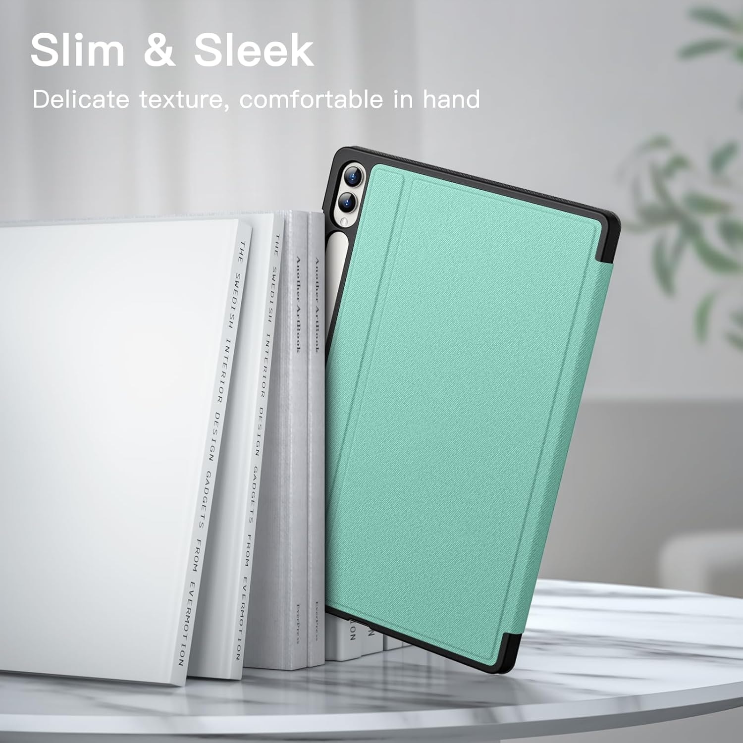 Husa pentru Samsung Galaxy Tab S10 Plus / Tab S9 Plus 12.4-inch cu suport pentru stilou, protectie Slim Folio Stand, vizualizare multi-Anulge Verde deschis
