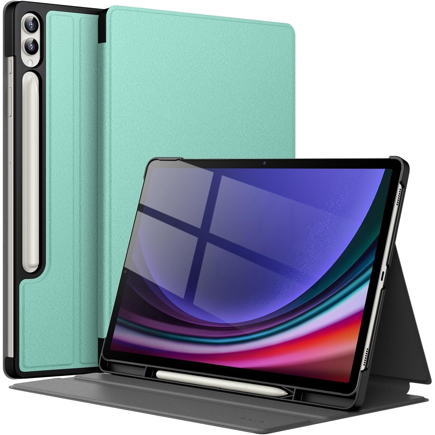 Husa pentru Samsung Galaxy Tab S10 Plus / Tab S9 Plus 12.4-inch cu suport pentru stilou, protectie Slim Folio Stand, vizualizare multi-Anulge Verde deschis
