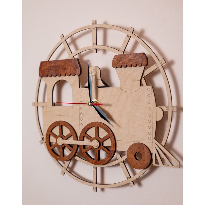 3D-s falióra mozdony formájában, 28 cm, vidám dizájn gyerekszobákba, játszóterekre és tematikus éttermekbe