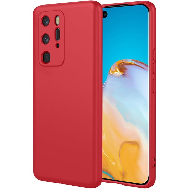 Калъф Anccer, съвместим с Huawei P40 Pro | Ултратънък силикон | Високи рамки, защита на екрана и камерата | Червен - Премиум качество