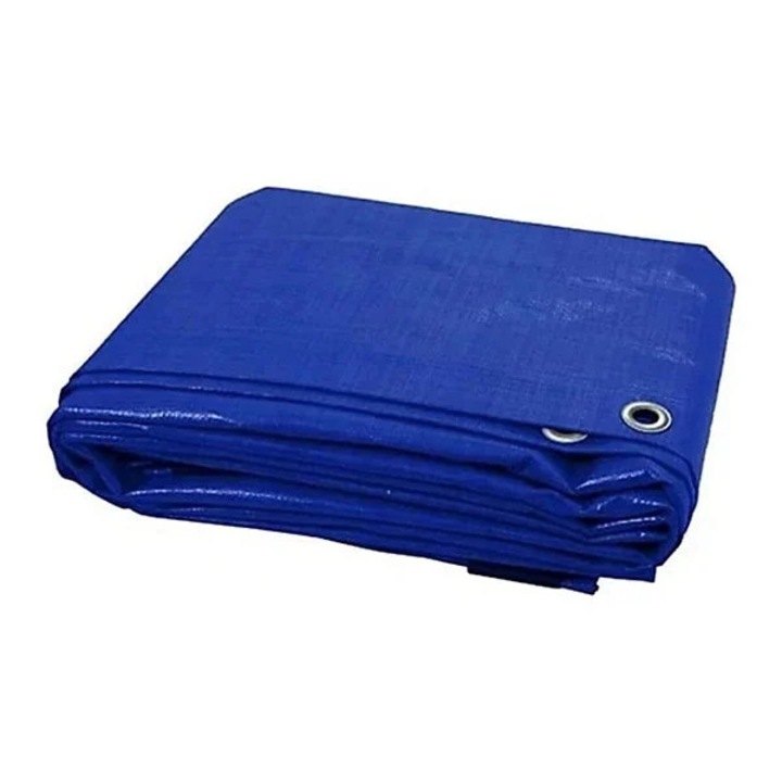 Prelata impermeabila universala, 15x20 m, densitate 80g/mﾲ, inele de prindere metalice, culoare albastra