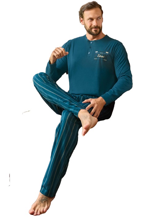 Férfi pizsama, blúz hosszú nadrággal, 100% pamut, Aydogan