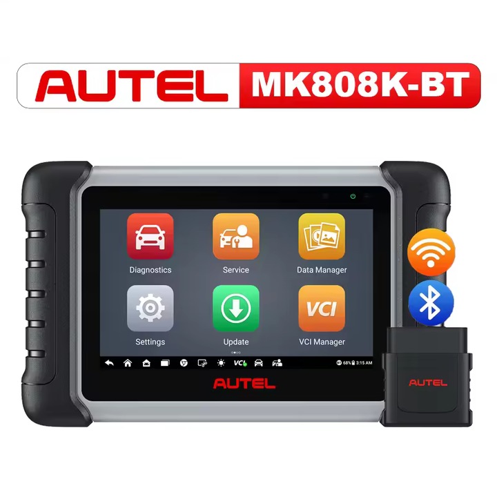 Professzionális Auto Tester, Autel MK808K-BT, 7 hüvelykes LCD kijelző, Android 11.0, 4GB RAM + 64GB Tárhely, kétirányú vezérlési funkciót tartalmaz, 36+ Speciális Funkciók, 5000 mAh akkumulátor, Bluetooth kommunikáció, magyar nyelv támogatás