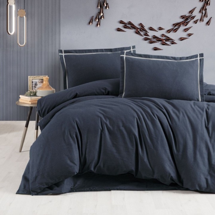 Dupla flanel ágynemű, 100% pamut, 240x260 cm, 4 db, First Choice, Soprano Denim Blue