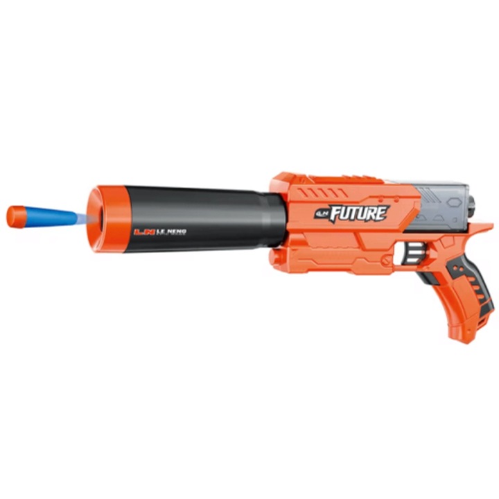 Pistol pentru copii Sonne, Mercy, set de 20 de cartuse moi, culoare portocalie