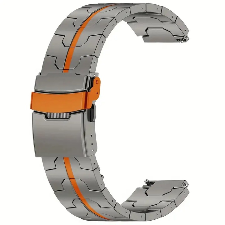 VALLEY-77 szíj, kompatibilis a következőkkel: Huawei Watch GT 2 42mm / GT 3 42mm / Elegant / Samsung Galaxy Watch 4 40/42/44/46 / Galaxy Watch 5 40/44/45mm / Amazfit GTS, Bolongking, 20 mm, titán ötvözet, szürke-O