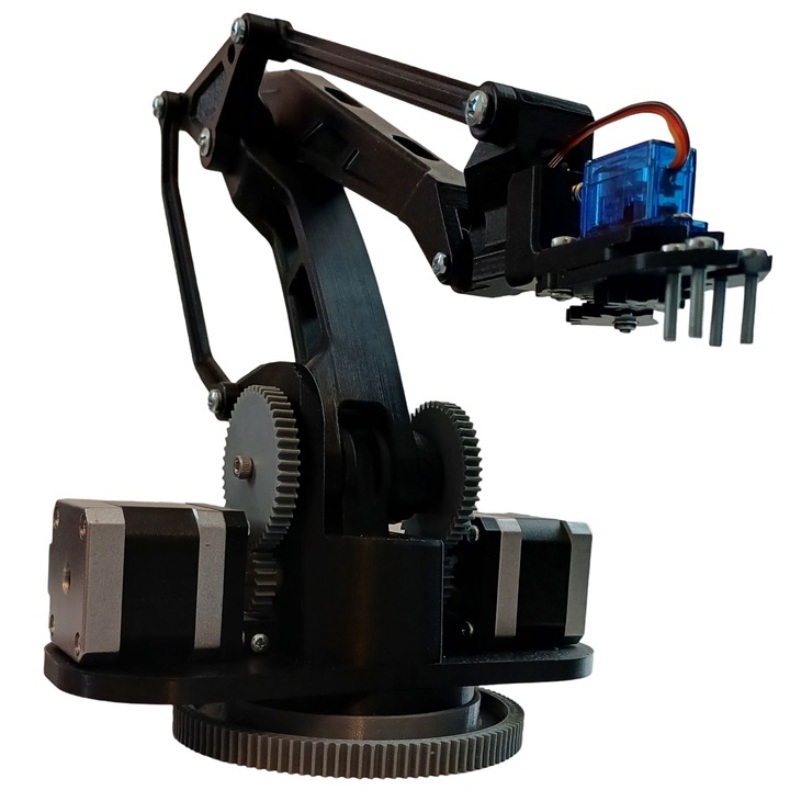 Brat robotic cu controler prin joystick, complet functional, Arduino, negru