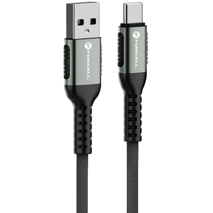 Cablu Date si Incarcare USB-A - USB-C Forcell F-Energy C256, 66W, 1.2m, Negru