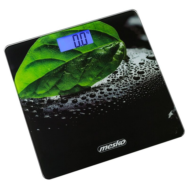 Cantar electronic, max 150 Kg, LCD, Negru/Verde, Baterie Litiu 3V