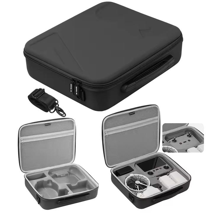 Geanta SunnyLife pentru drona DJI FLIP, set accesorii, neagră, 31x27x8cm