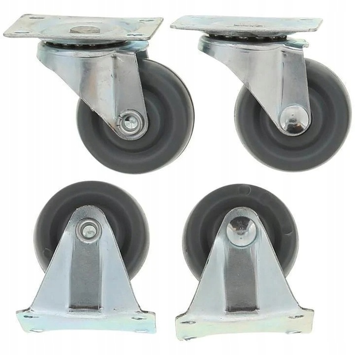 Set de 4 roti pivotante CARDSPLITTER, capacitate totala 120kg, diametru 38mm, culoare alb-gri