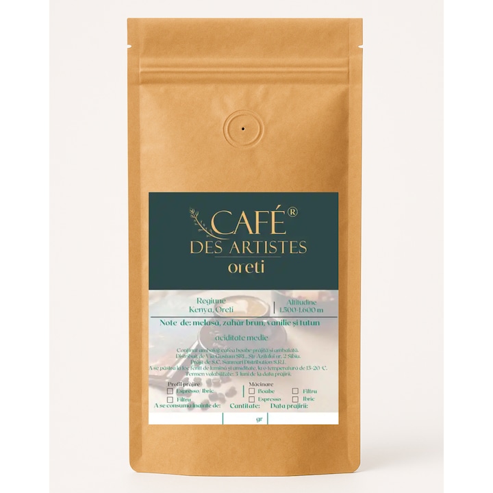 Cafea boabe, Café Des Artistes, Oreti din Kenya, 250gr
