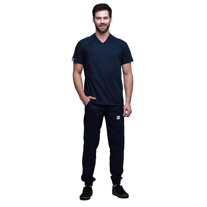 Costum medical premium barbatesc IN WHITE™ 50299 Bleumarin XL