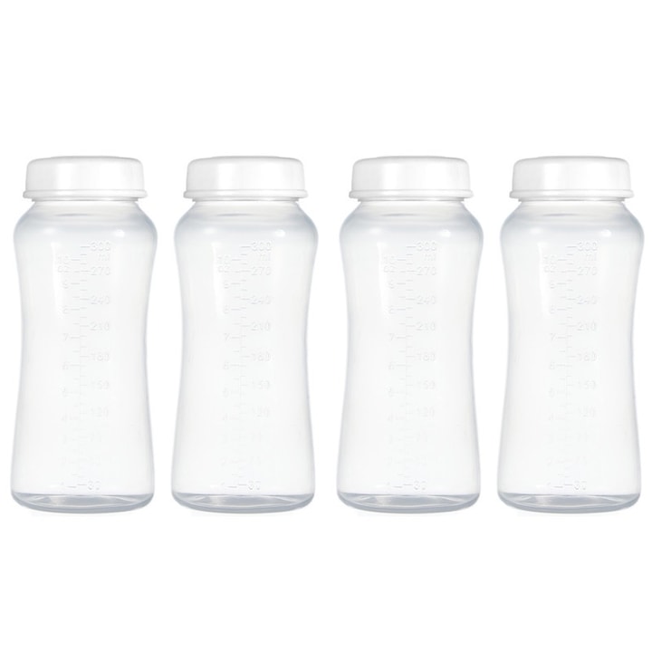 Set 4 bucati sticle de depozitare lapte matern, 300ml, congelare, sterilizare