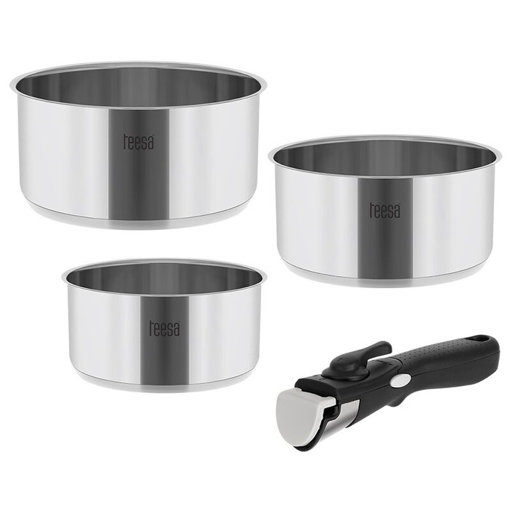 Set 3 oale Inox 1.6/2.3/3.1 l, Teesa, Maner detasabil, fund multistrat
