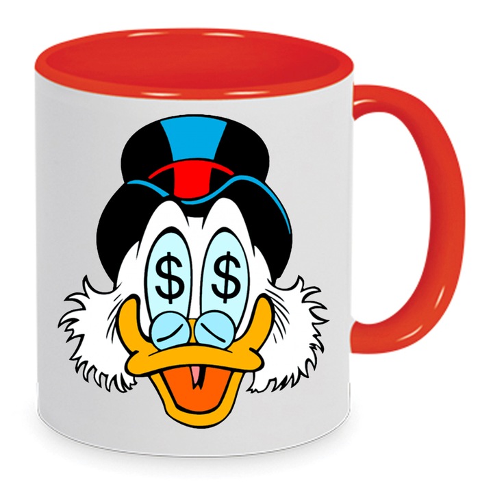 Cana ceramica Scrooge McDuck, 330ml, alb-rosu