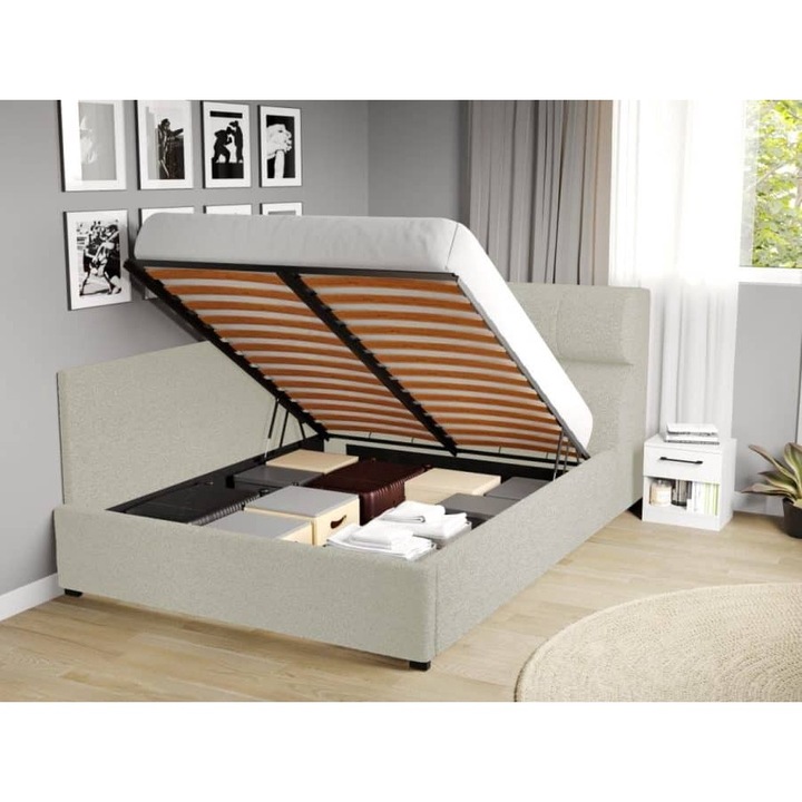 Pat Tapitat de colt, pentru Saltea de 190, Galileo rabatabil 140x190 - Alb/Coral 15