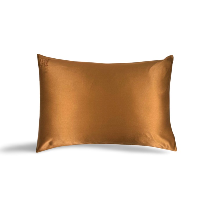 Fata de Perna Matase Naturala Mulberry 22 momme, Coffee Brown, 50 x 70 cm – Calitate Premium - Matasia®
