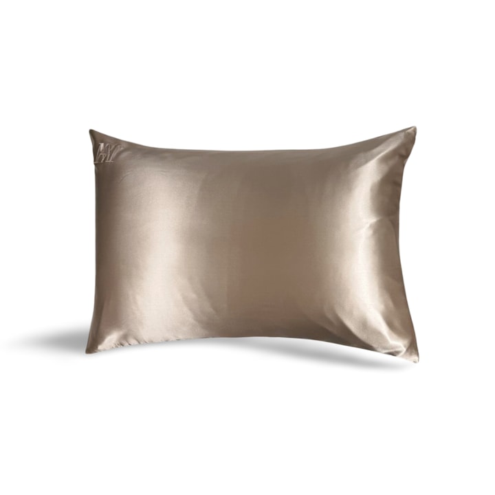Fata de Perna Matase Naturala Mulberry 22 momme, Champange, 50 x 70 cm – Calitate Premium - Matasia®