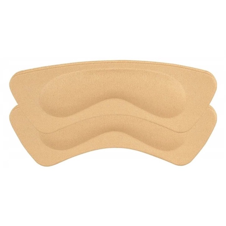 Set 2 branturi adezive pentru calcaie, spuma si poliester, 8.5 x 3.5 cm, grosime 3 mm, crem