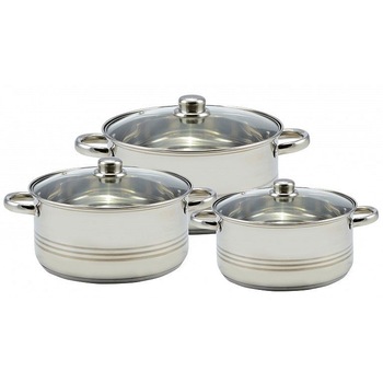 Set de gatit inox + capac sticla 3buc. Set de gatit inox + capac sticla 3buc.