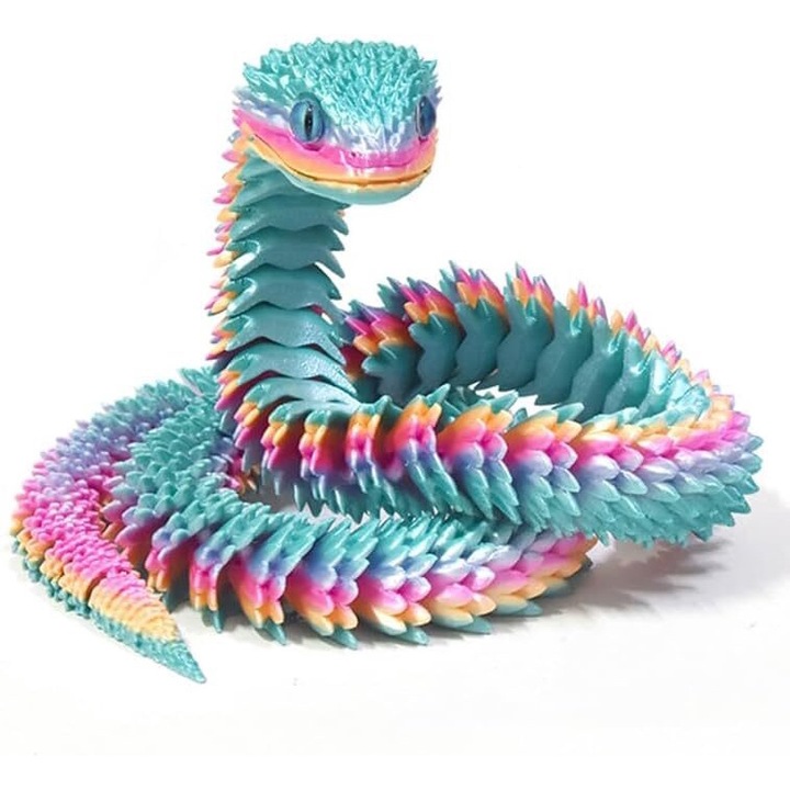 3D figura, kígyó 17,7", többszínű dizájn, dekoratív játék irodai és otthoni használatra, 1 darabos készlet