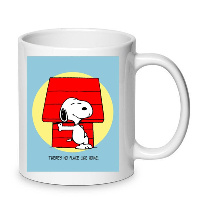 Керамична чаша Снупи, 330мл, носталгичен дизайн, бяла