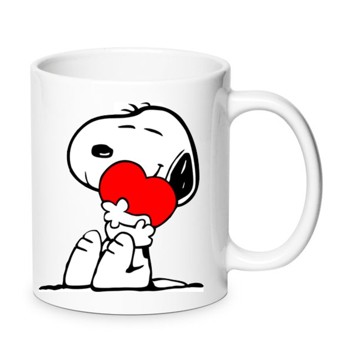 Керамична чаша Snoopy, 330 мл, бяла, за Свети Валентин