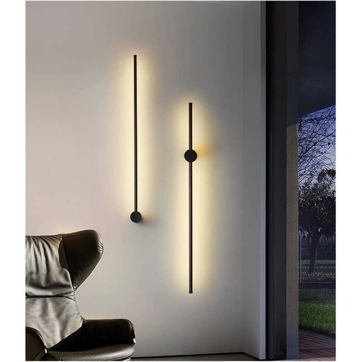 SUEVA® LED стенна лампа 60 см Бар Минималистичен дизайн Черен Модерен 22 W Топла светлина, 3 вида светлина