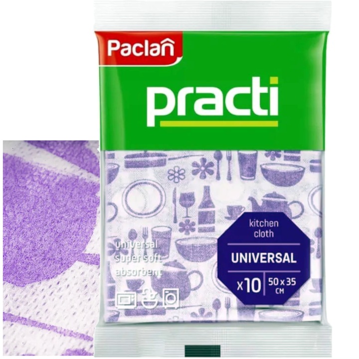 Кухненски гъби, Paclan, комплект 10 броя, 35x50 см, вискоза, абсорбиращи