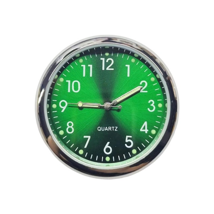 Часовник за таблото на колата, преносим, кварцов, компактен, кръгъл, светещ, 40 см, зелен