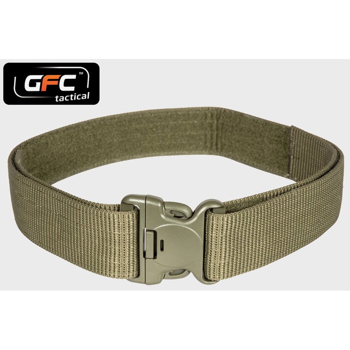 Curea Tactica, Gfc Tactical, Material Nylon, Lungime Ajustabila, Catarama Solida Cu Sistem De Siguranta, De Inalta Caliate, Destinata Profesionistilor, 1000 mm, Olive