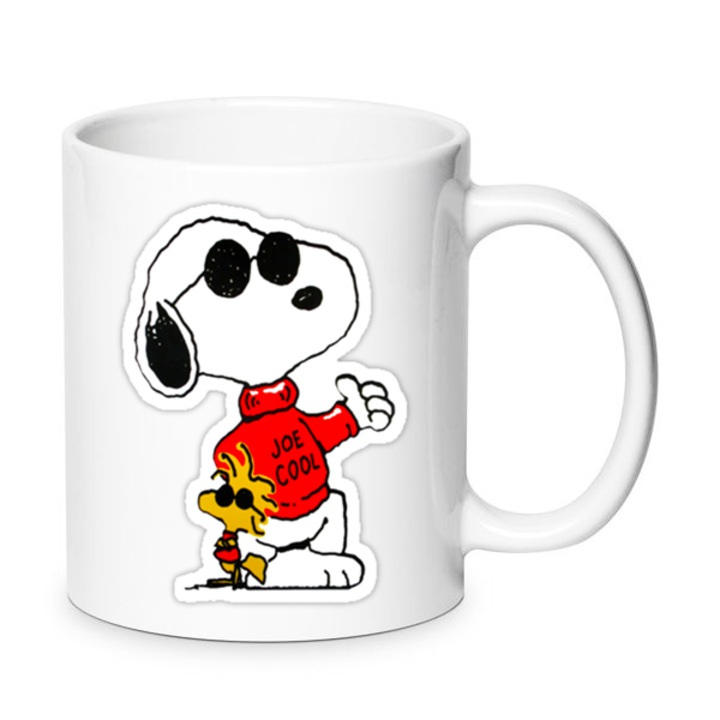 Керамична чаша Snoopy и Woodstock, 330мл, бяла