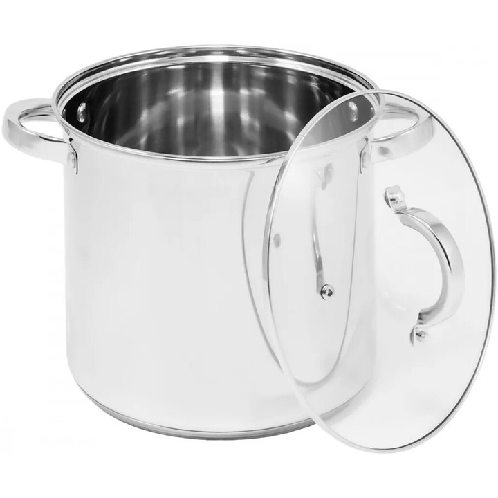 Oala inalta TOPFANN, set cu capac, 22x19,5cm, 6,5L, inox, argintie