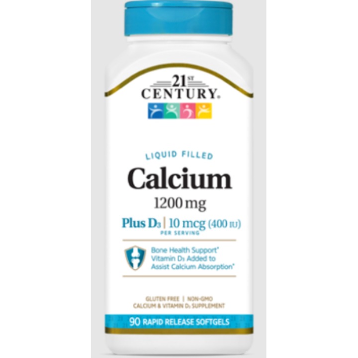 Calciu 1200mg + D3 lichid 90 sgels 21st Century