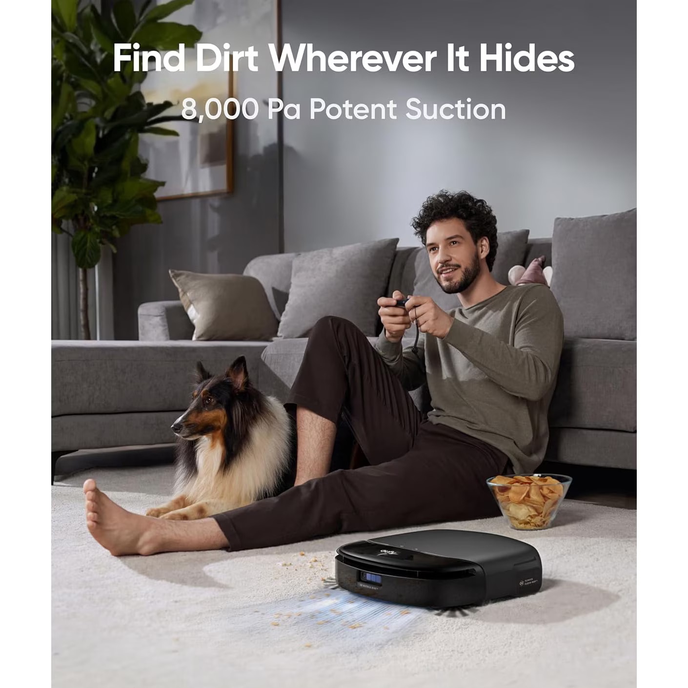 Aspirator robot eufy Robot Vacuum Omni S1 Pro, Statie All-in-One, HydroJet Robot, Aspirator si Mop, 8000 Pa, Negru