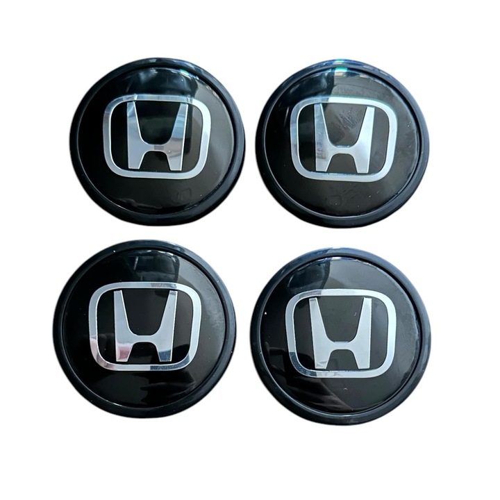 Комплект от 4 капачки 61 мм външни, 56 мм вътрешни Honda черни съвместими/резервни алуминиеви джанти
